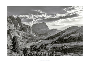 Passo Gardena - black and white cycling photography prints by davidt