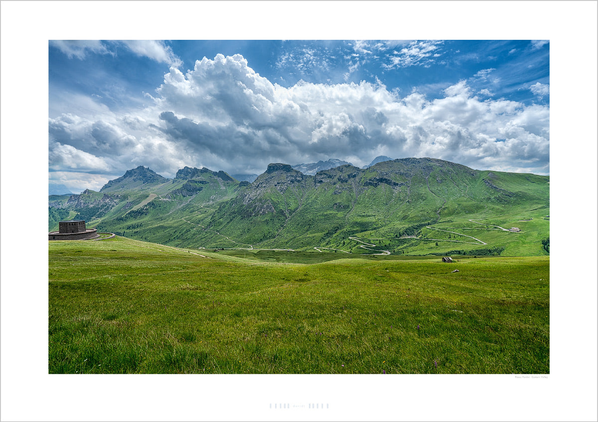 Passo Pordoi - Eastern Valley Cycling prints - The Dolomites - Gifts for Cyclists, Cycling Photography Prints by davidt