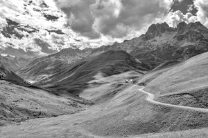 Gifts for Cyclists. Col de la Croix de Fer B&W. Cycling Art by David Tedman. Cycling photography prints of the Great Cycling Climbs in colour and black & white fine art photography prints. Unique cycling gifts