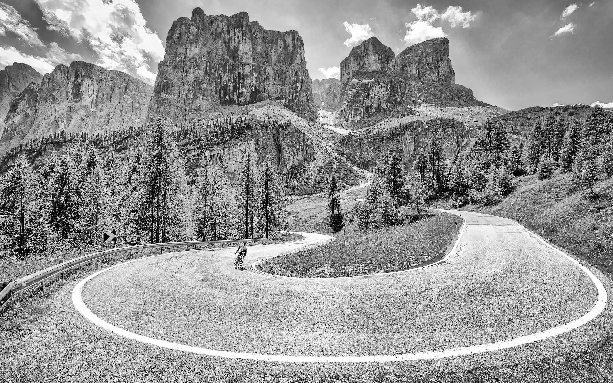 Cycling photography prints by davidt. Passo Gardena Black and white
