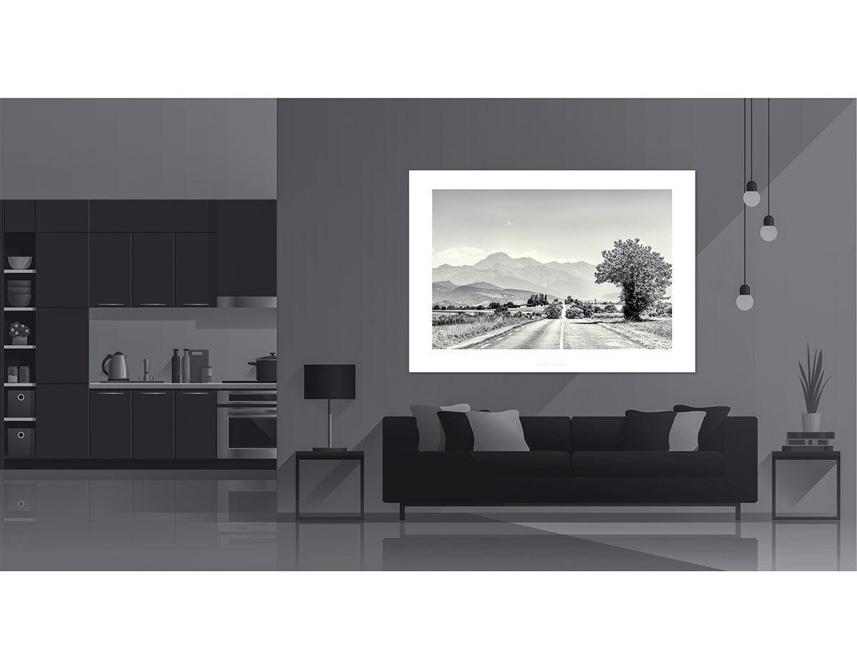 Road to the Tourmalet Limited Edition - Gifts for cyclists, Black and white duotone cycling photography print by davidt.