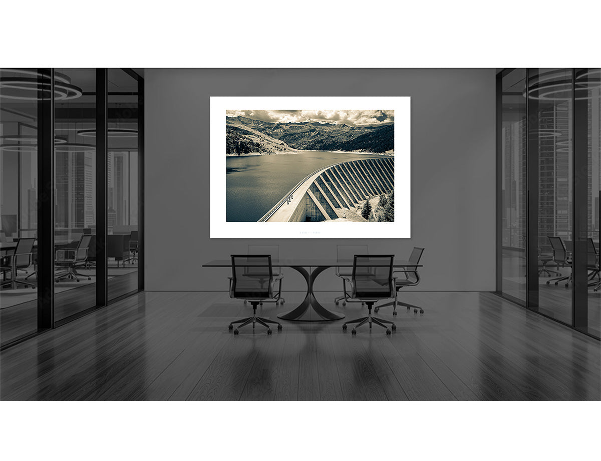 Riders on the Barrage de Roselend Print Great cycling climbs by davidt