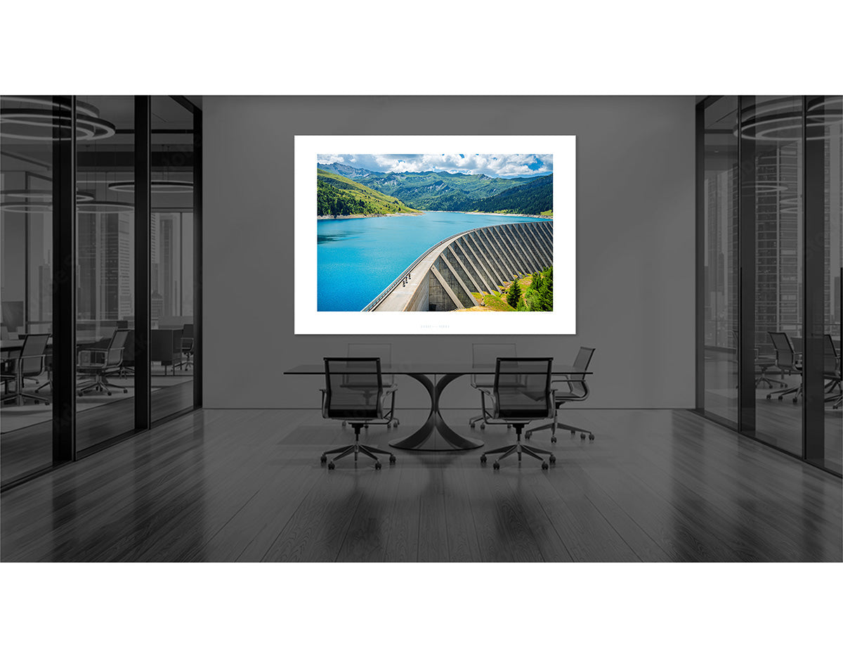 Cyclists on the Barrage de Roselend Print Great cycling climbs by davidt