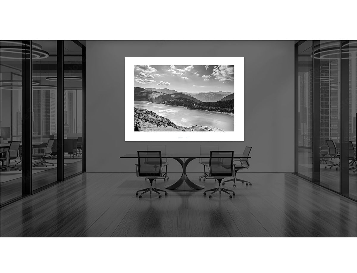 Lac de Roseland - B&W Cycling landscapes prints of the Great cycling climbs by davidt