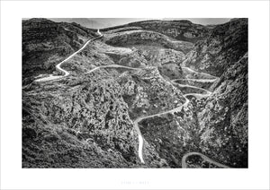 Sa Calobra The Tie Knot Black and white photography print, Mallorca, Cycling Prints, Cycling Art, Unique Gifts for Cyclists