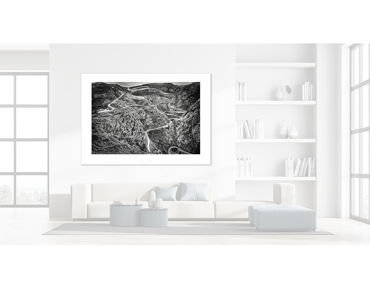 Sa Calobra The Tie Knot Black and white photography print, Mallorca, 