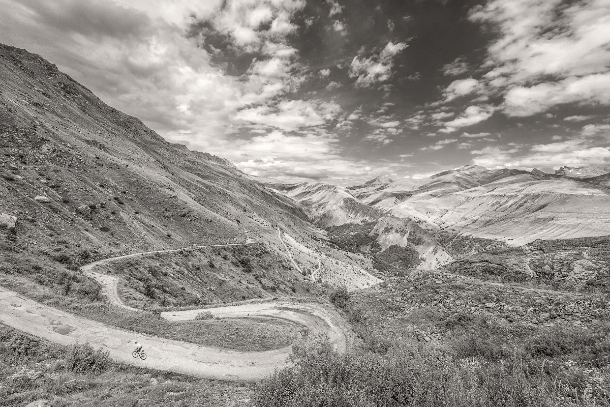 Col de Serenne Black and white cycling photography print 