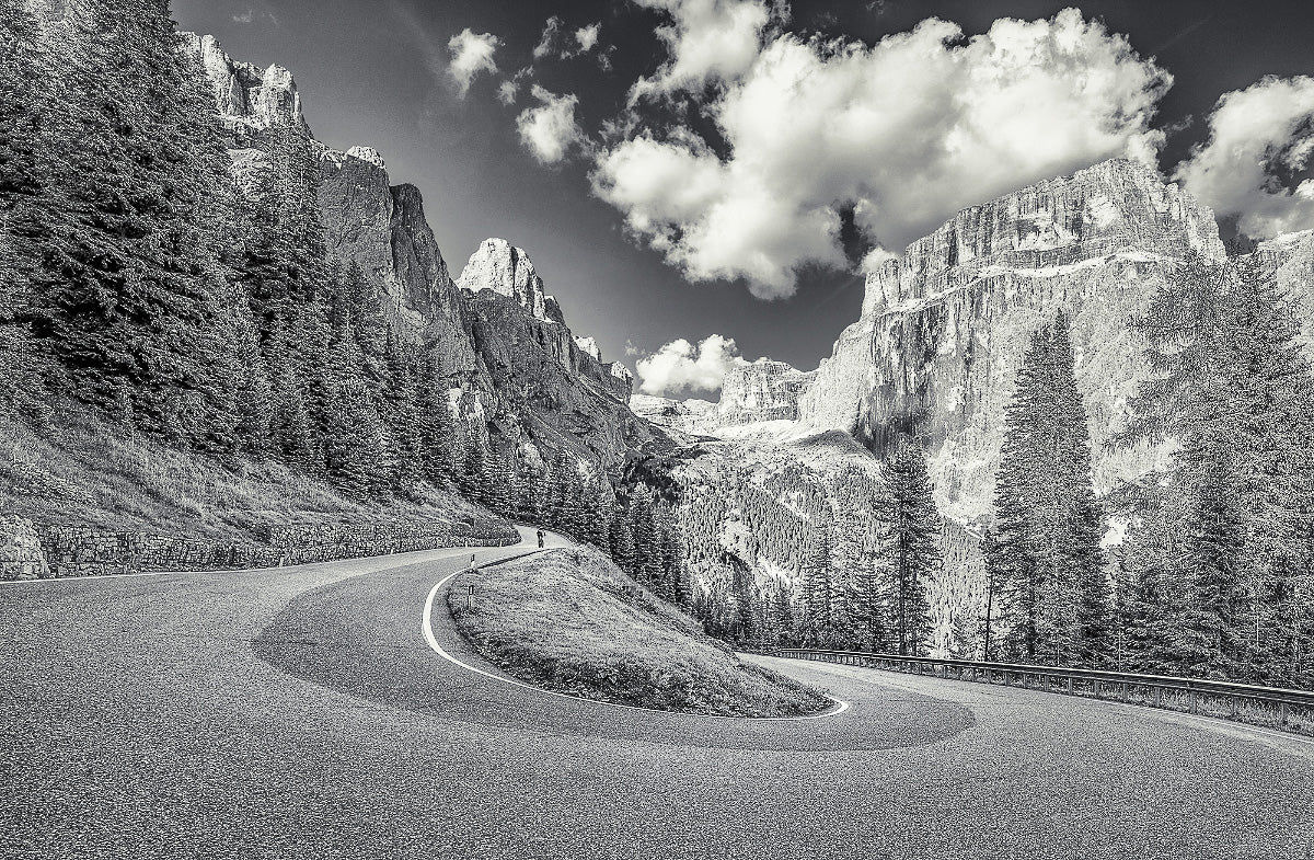 Passo Sella - Climbing Giants - Limited Edition - Black and White cycling photography print by davidt