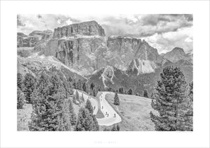 Passo Sella The Dolomites On the Shoulders of Giants. Cycling prints. Cycling decor, Cycling interiors, Office prints, Luxury Gifts for Cyclists, Photography prints by davidt
