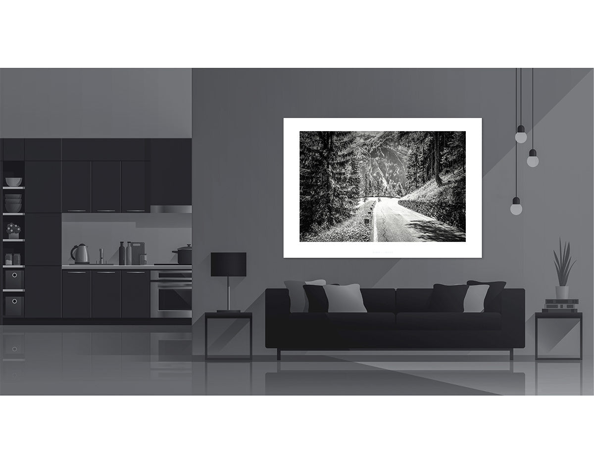 Passo Stelvio - Lower Slopes - Limited Edition - Gifts for cyclists, Black and white duotone cycling photography print by davidt. 