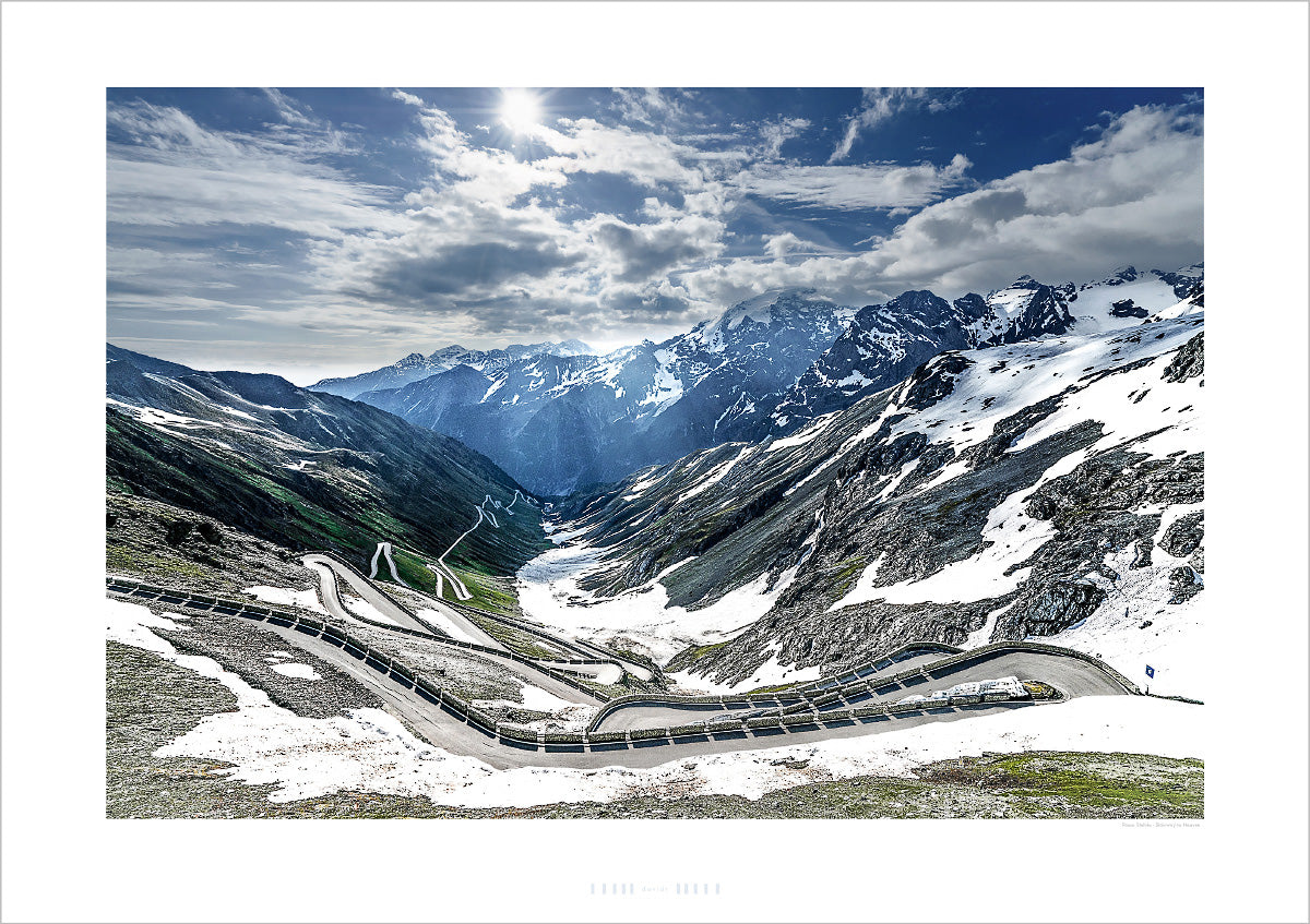 Passo Stelvio Stairway to Heaven Cycling prints, Gifts for cyclists, Italian Alps. Cycling photography prints by davidt