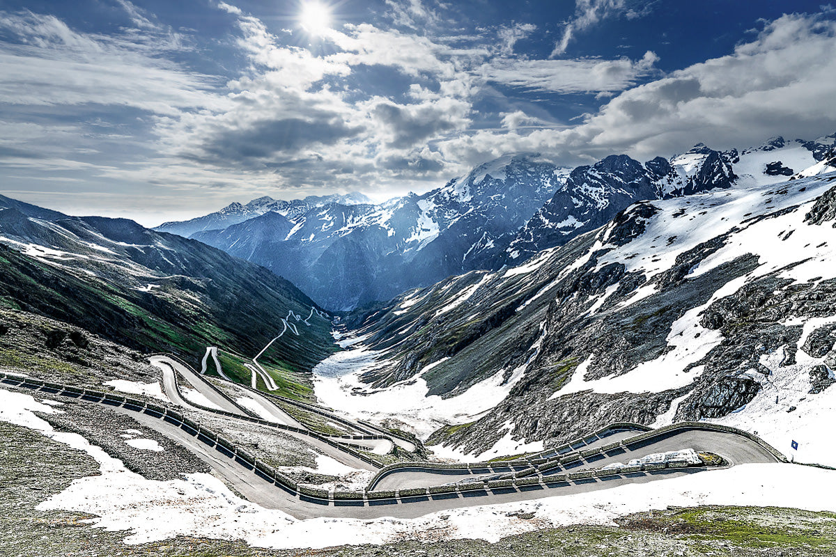Stairway to Heaven Cycling prints, Gifts for cyclists, the Passo Stelvio. Italian Alps. Cycling photography prints by davidt