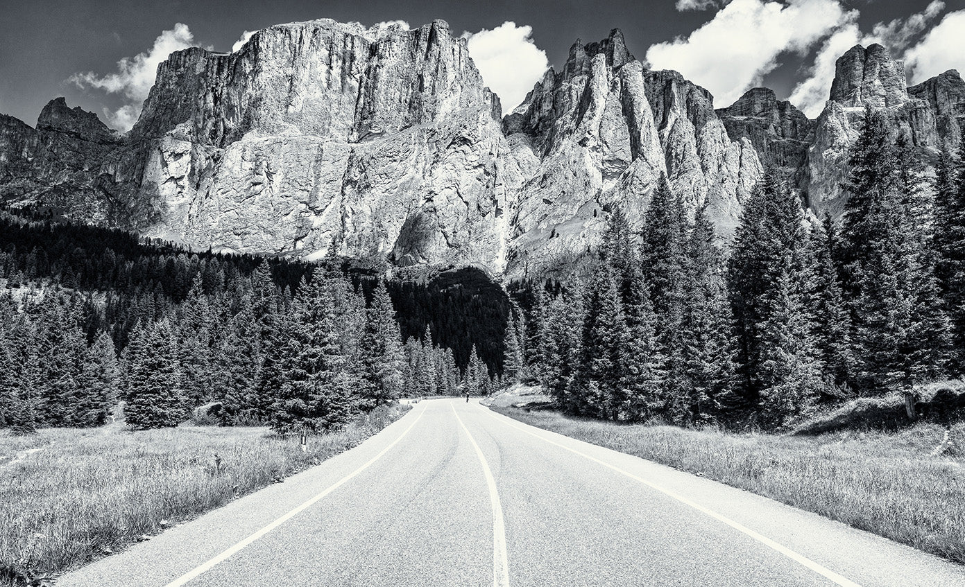 The Mountains Call Gifts for cyclists, Black and white photography print by davidt