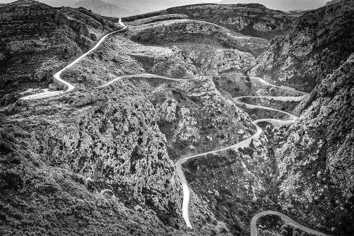 Sa Calobra The Tie Knot Black and white photography print, Mallorca, Cycling Prints, Cycling Art, Unique Gifts for Cyclists