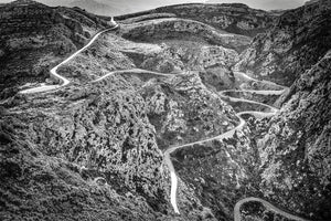 Sa Calobra The Tie Knot Black and white photography print, Mallorca, Cycling Prints, Cycling Art, Unique Gifts for Cyclists