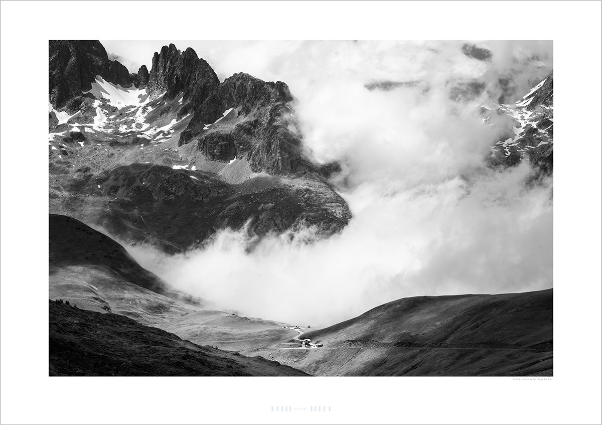 Col de la Croix de Fer - From the Top B&W. Cycling Art. Cycling photography prints by davidt