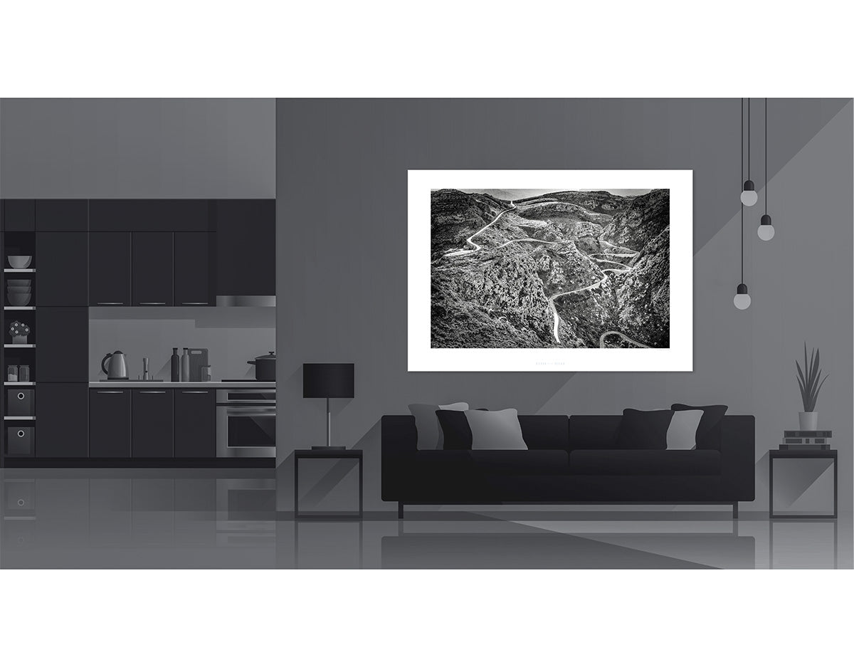 Sa Calobra The Tie Knot - Black and white photography print, Mallorca, Cycling Prints, Cycling Art, Unique Gifts for Cyclists