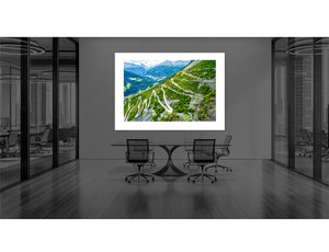 Torri di Fraele - Mountain Climb artwork displayed in a modern office conference room.
