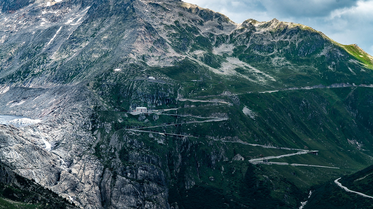 The Furka Pass - Hotel Belvédère. Gifts for cyclists, cycling photography prints by davidt. Cycling prints