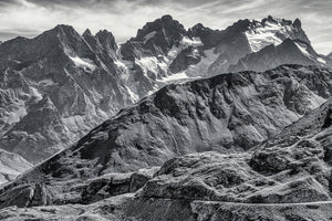 The Col du Galibier -La Meije - Limited Edition - Black and white duotone cycling photography print.