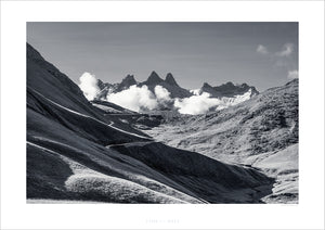 Gifts for Cyclists. Col de la Croix de Fer Top B&W. Cycling Art by David Tedman. Cycling photography prints of the Great Cycling Climbs in colour and black & white fine art photography prints.