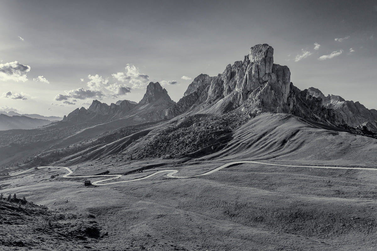 Dolomites - Passo Giau - West - Limited Edition - Black and White duotone cycling photography print by david